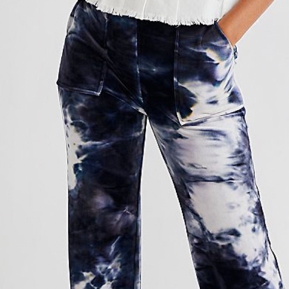 KIM SHUI VELVET LUXURY LOUNGE PANTS MADE IN ITALY PURPLE WASH TIE-DYE DESIGN S,L - Picture 5 of 16